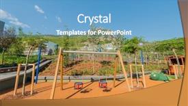  Presentation with playground - Slide deck having kindergarten slides - children playground on bright summer background and a  colored foreground