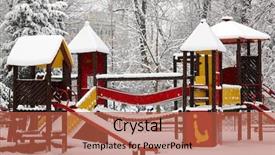  Presentation with slides - PPT layouts having kindergarten slides - children playground on snow blizzard background and a red colored foreground