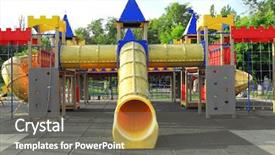 Presentation with inclusion children - Audience pleasing slide deck consisting of kindergarten slides - colorful children playground in park backdrop and a  colored foreground