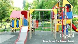  Presentation with playground - Audience pleasing presentation design consisting of kindergarten slides - colorful children playground in park backdrop and a  colored foreground