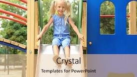  Presentation with pastel cute - PPT theme featuring kindergarten slides - cute little girl on playground background and a  colored foreground