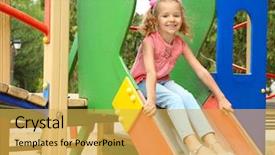  Presentation with cute nursing anime - Colorful theme enhanced with kindergarten slides - cute little girl on playground backdrop and a  colored foreground