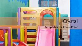  Presentation with indoor playgroung - Presentation theme having kindergarten slides - empty colorful plastic slide background and a  colored foreground