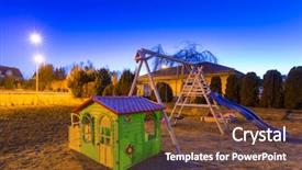  Presentation with kids garden - Presentation design with kindergarten slides - kids playground with swings background and a tawny brown colored foreground