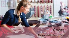 Presentation with butcher shop - Audience pleasing theme consisting of kinds of meat and sausage backdrop and a coral colored foreground