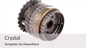  Presentation with heavy metal - Amazing slide set having kinematics - genuine car transmission gears backdrop and a light gray colored foreground