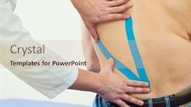  Presentation with pain relief - Presentation theme with kinesiology-therapeutic-strip-tape-applying background and a  colored foreground
