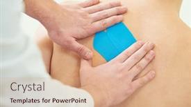  Presentation with pain relief - Slide deck consisting of kinesiology-therapeutic-strip-tape-applying background and a  colored foreground