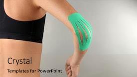  Presentation with tape - Amazing presentation design having kinesiotape - female elbow with physio tape backdrop and a coral colored foreground