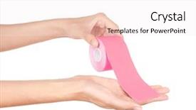  Presentation with tape - Slides featuring kinesiotape - female hands holding special physio background and a sky blue colored foreground
