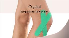  Presentation with tape - Cool new PPT layouts with kinesiotape - female knees with physio tape backdrop and a coral colored foreground