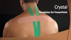  Presentation with applied geomorphology - PPT theme having kinesiotape - male back with applied physio background and a wine colored foreground