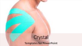  Presentation with shoulder - Amazing slides having kinesiotape - muscular man with adhesive tape backdrop and a lemonade colored foreground