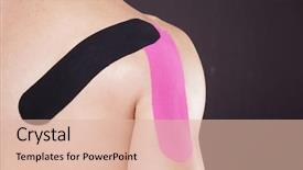  Presentation with orthopedic surgery shoulder - Beautiful slide set featuring kinesiotape - muscular man with kinesiotaping backdrop and a  colored foreground
