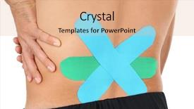  Presentation with kidneys pain or lower back - PPT layouts consisting of kinesiotape - physio tape on male lower background and a coral colored foreground