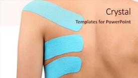 Presentation with physiotherapy - PPT layouts enhanced with kinesiotape - physiotherapy concept female shoulder background and a lemonade colored foreground