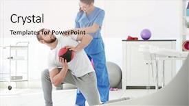  Presentation with physiotherapist - Amazing presentation having kinesiotherapy - physiotherapist working with patient backdrop and a  colored foreground