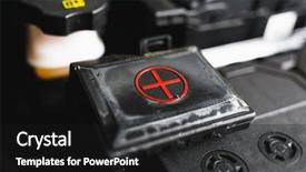  Presentation with electrical battery - Colorful presentation design enhanced with automotive battery positive contact backdrop and a black colored foreground