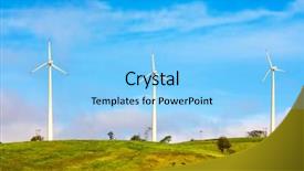  Presentation with offshore wind turbine - Colorful presentation enhanced with save surroundings - horizontal axis wind turbines near backdrop and a light blue colored foreground