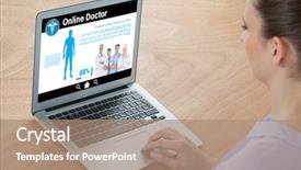  Presentation with kinesiology - Theme enhanced with kinetics - kinesiology team online against businesswoman background and a coral colored foreground