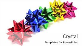  Presentation with animated ribbon cutting ceremony - Presentation theme with king birthday - some gift ribbon bows isolated background and a  colored foreground