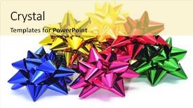  Presentation with gift ribbon - Colorful PPT theme enhanced with king birthday - some gift ribbon bowss isolated backdrop and a  colored foreground