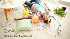  Presentation with tired - Colorful theme enhanced with king birthday - tired drunk man after party backdrop and a lemonade colored foreground