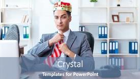  Presentation with king - Theme featuring king-businessman-at-his-workplace background and a teal colored foreground