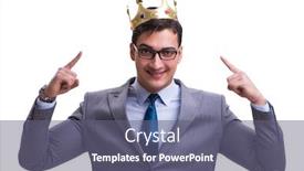  Presentation with king - Presentation theme consisting of king businessman isolated on white background background and a gray colored foreground