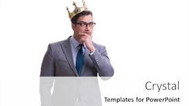  Presentation with king - Colorful slide set enhanced with king-businessman-isolated-on-white backdrop and a white colored foreground