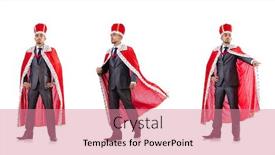  Presentation with king - Theme featuring monarchy - king businessman isolated background and a coral colored foreground