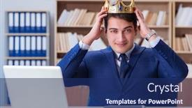  Presentation with office king - Slides consisting of king-businessman-working background and a navy blue colored foreground