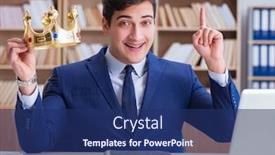  Presentation with office king - Slide deck enhanced with king-businessman-working background and a navy blue colored foreground