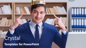  Presentation with office king - Amazing presentation theme having king-businessman-working backdrop and a navy blue colored foreground