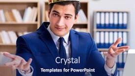  Presentation with office king - Slide set featuring king-businessman-working background and a navy blue colored foreground