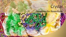  Presentation with mardi - Amazing PPT layouts having king cake for mardi gras backdrop and a yellow colored foreground