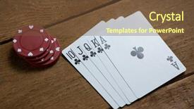  Presentation with maroon - Slide deck featuring king clubs - high angle view of cards background and a  colored foreground