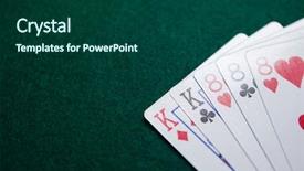  Presentation with bridge playing cards - Slide deck consisting of king clubs - playing cards arranged on poker background and a  colored foreground