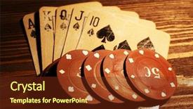  Presentation with playing cards - PPT theme having king clubs - playing cards with chips background and a tawny brown colored foreground