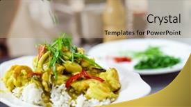  Presentation with curry - PPT theme with king coconut - curry with shrimps background and a  colored foreground