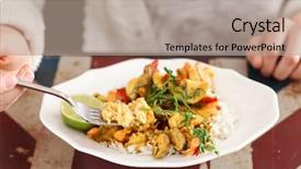  Presentation with curry - Audience pleasing slide deck consisting of king coconut - curry with shrimps backdrop and a coral colored foreground