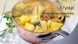  Presentation with population growth fish and shrimp - Amazing slide set having king coconut - fish stew in casserolle backdrop and a yellow colored foreground