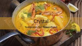  Presentation with king - Audience pleasing slide set consisting of king coconut - moqueca de peixe backdrop and a gold colored foreground