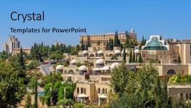  Presentation with king david - Beautiful PPT theme featuring king david - view of modern residential buildings backdrop and a light blue colored foreground