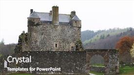  Presentation with scotland - PPT theme featuring king james - historic neidpath castle peebles scotland background and a dark gray colored foreground