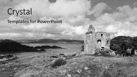  Presentation with castle - Presentation design with king james - tarbert castle loch fyne kintyre background and a light gray colored foreground