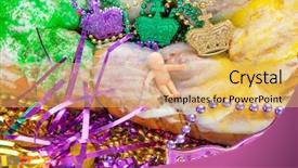  Presentation with mardi gras - PPT layouts consisting of king jesus - mardi gras cake with beads background and a yellow colored foreground