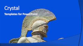  Presentation with king - Presentation design consisting of king leonidas in sparta background and a cobalt blue colored foreground