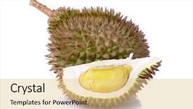  Presentation with king - Amazing presentation theme having king of fruits durian isolated backdrop and a lemonade colored foreground