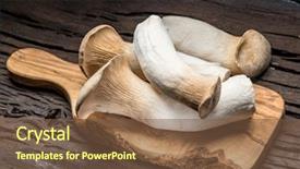  Presentation with oyster - Beautiful slide deck featuring king oyster mushrooms backdrop and a tawny brown colored foreground
